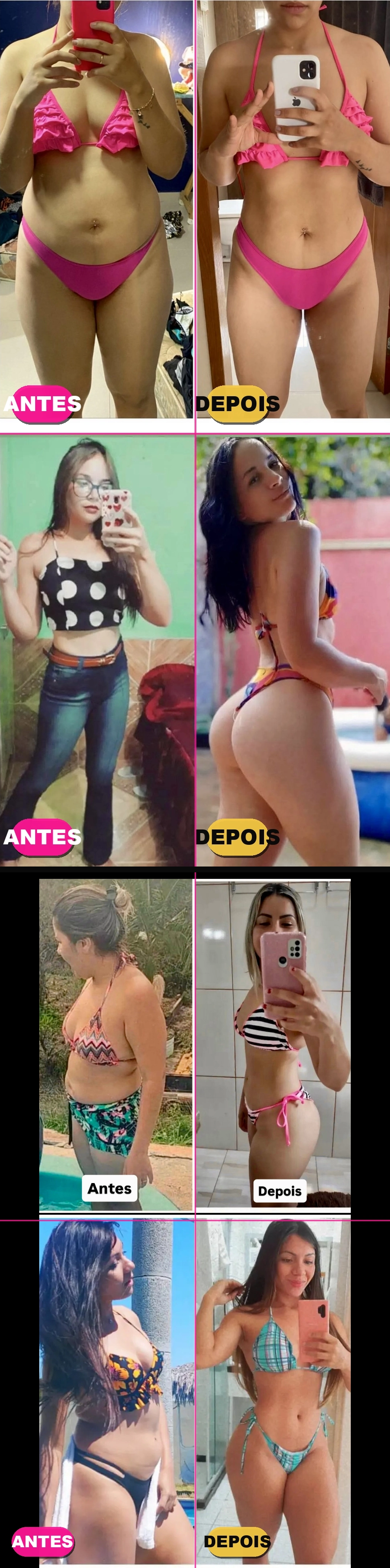 Alunas reais · antes e depois aplicando o Método Corpo Definido